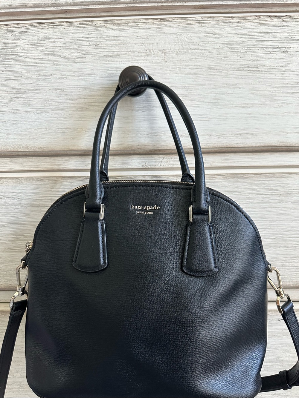 kate spade Black Pebbled Leather Dome Satchel